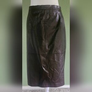 Terry Lewis Classic Luxuries Burgundy Leather Straight Skirt